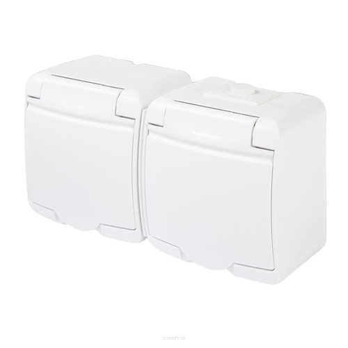 Gniazdo podwójne z uziemieniem 2x(2P+Z), (klapka biała; bez przesłon)